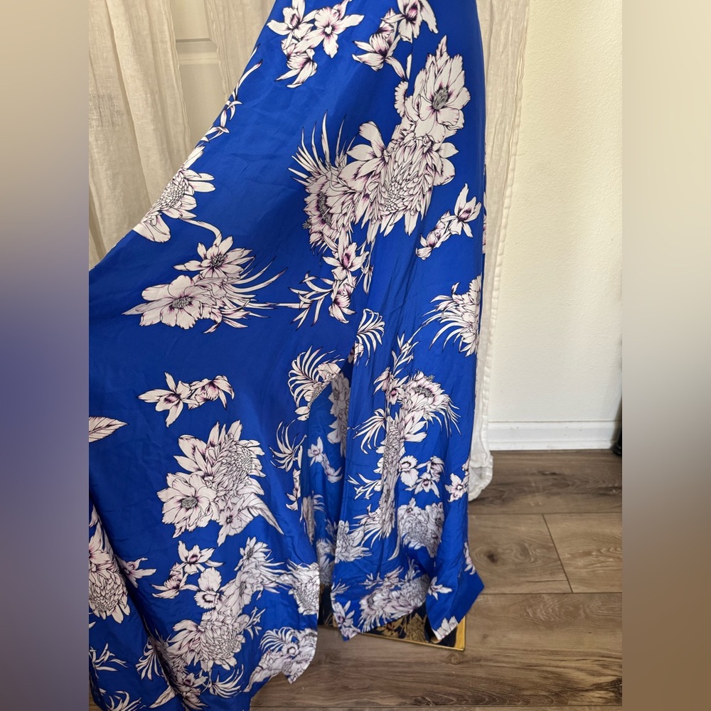 Yumi Kim Dream Tahiti Sunrise Maxi Dress Womens Sz Medium Blue Silk High Slit - Picture 5 of 8